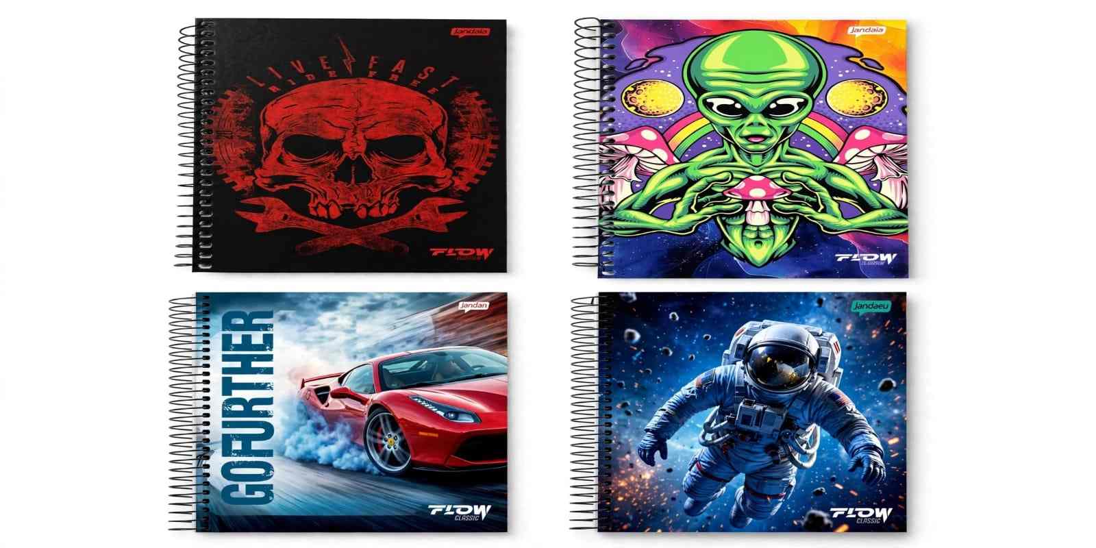 CADERNO ESPIRAL 1/4 C.D. FLOW 80FLS. 